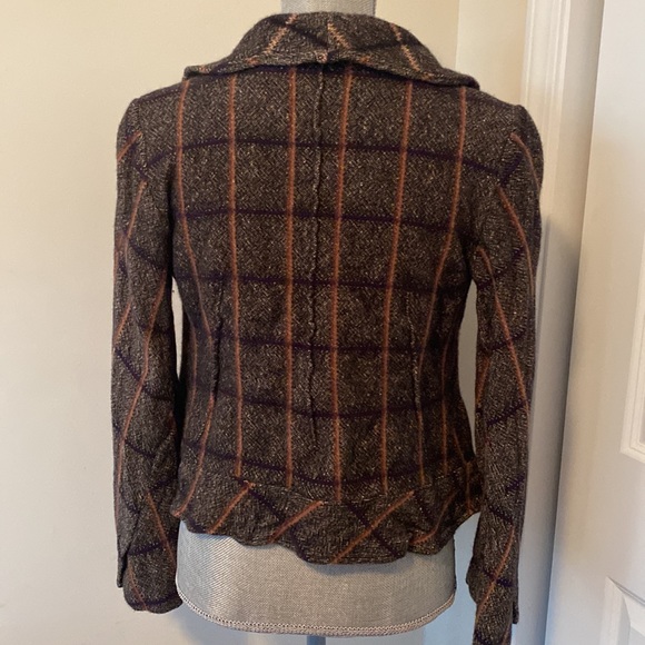 Whimsigoth Paris Plaid Tweed Wool Cashmere Peplum Blazer Jacket Size Small - Picture 9 of 16